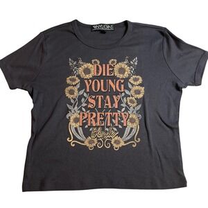 The Vinyl Icons Blondie Band T-Shirt Black Sunflower Juniors Large NWT